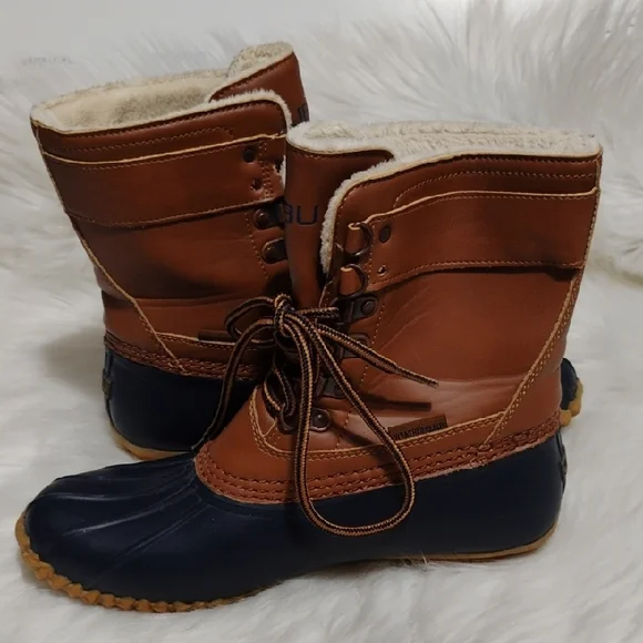 JBU Tan/Blue Big Kids Lace-Up Boots Sz.6.5 Or Women's 8/8.5 - Picture 7 of 12